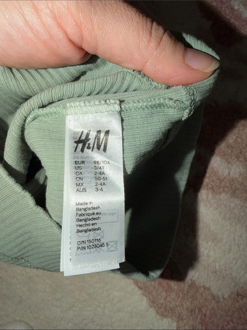 H&M Kids Ribbed Ear Beanie Hat - Sage Green